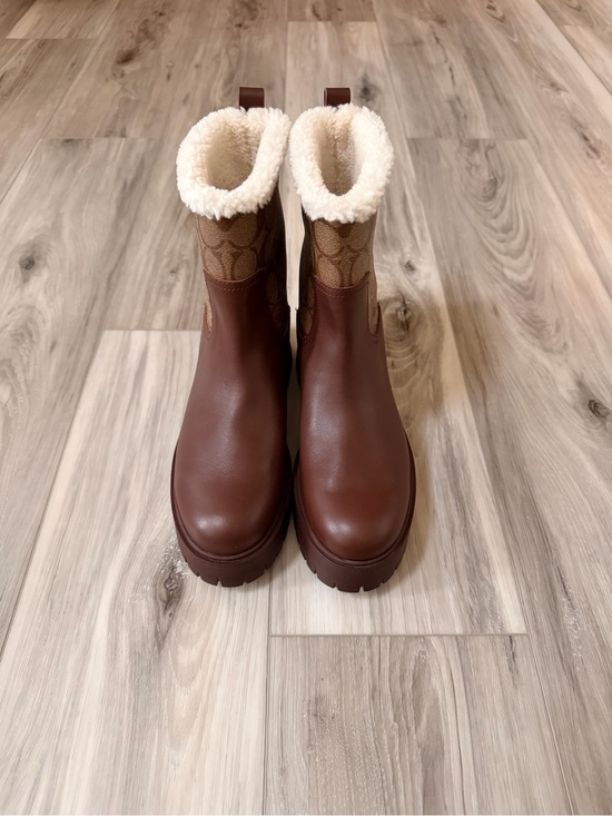 Coach Shoes - Coach Raina CC764 Signature Jacquard Shearling Lug Boots Walnut Brown 7.5B